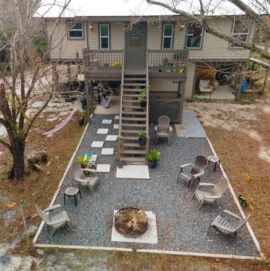 Fire pit and outdoor seating area